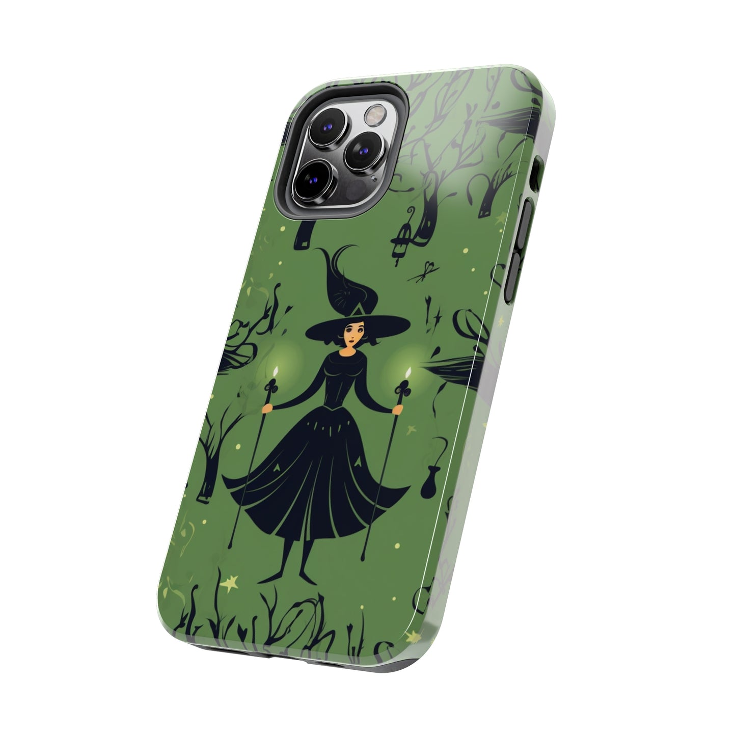 Dark Forest Witch Tough iPhone Cases | Green Witch Protective Phone Case | Impact-Resisant, Shock Absorbing | iPhone 15 All Models | Premium
