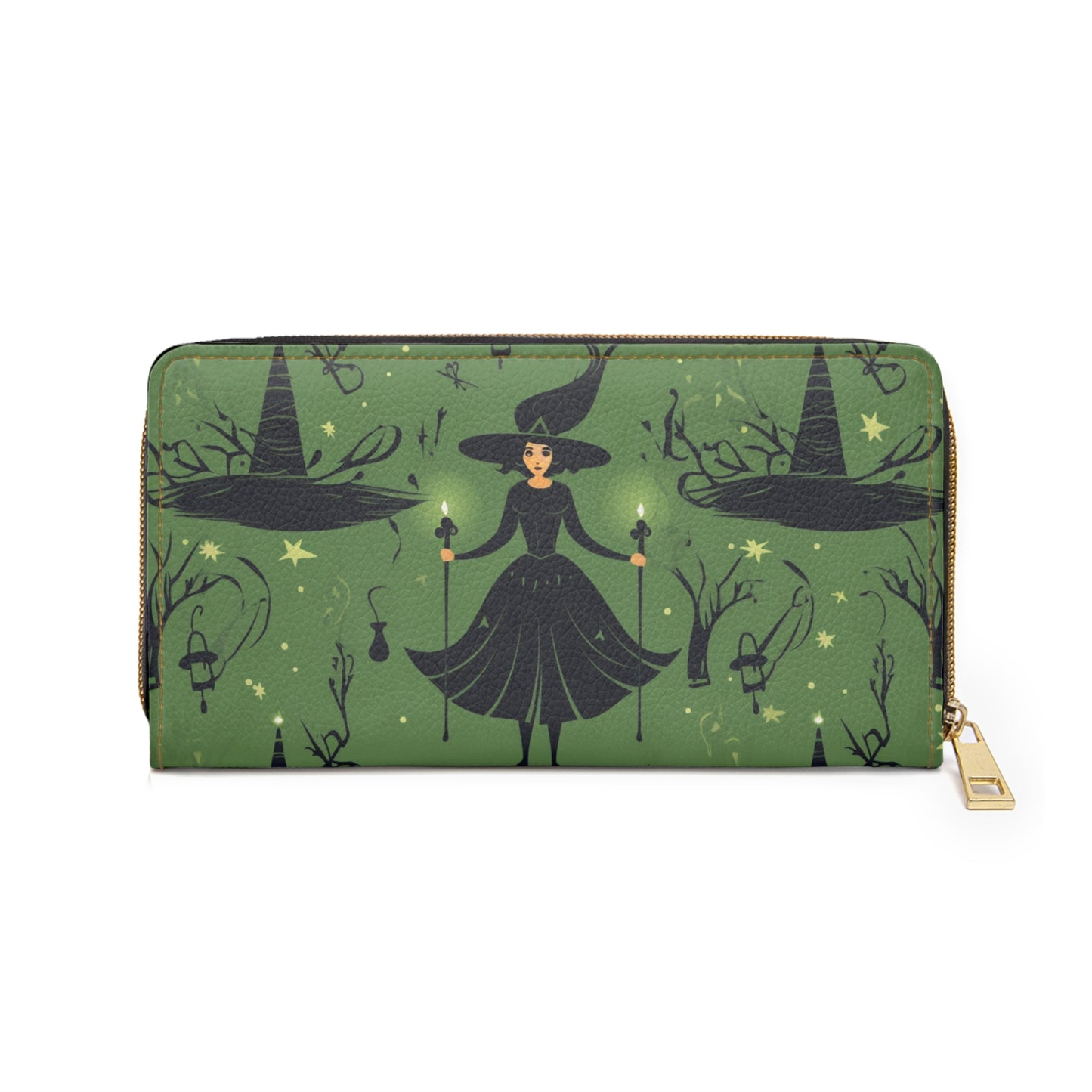 Witchy Green Zipper Wallet | Dark Forest Witch Wallet Design