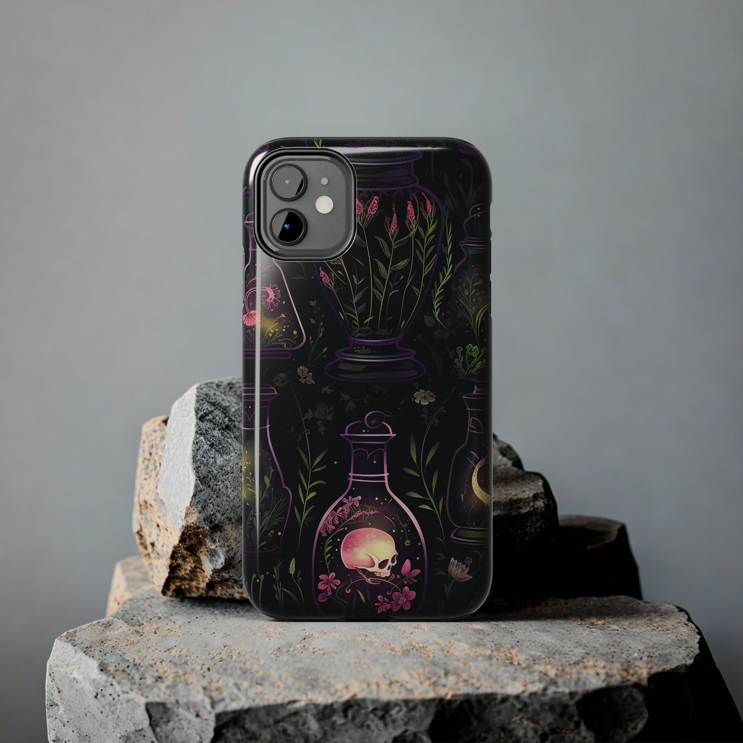 Dark Forest Skull Tough iPhone Cases | Spooky and Eerie Tincture / Potion Design | Durable and Protective Phone Case | Impact-Resistant