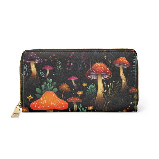 Mushroom Zipper Wallet | Dark Forest, Witchy, Witch Wallet Design