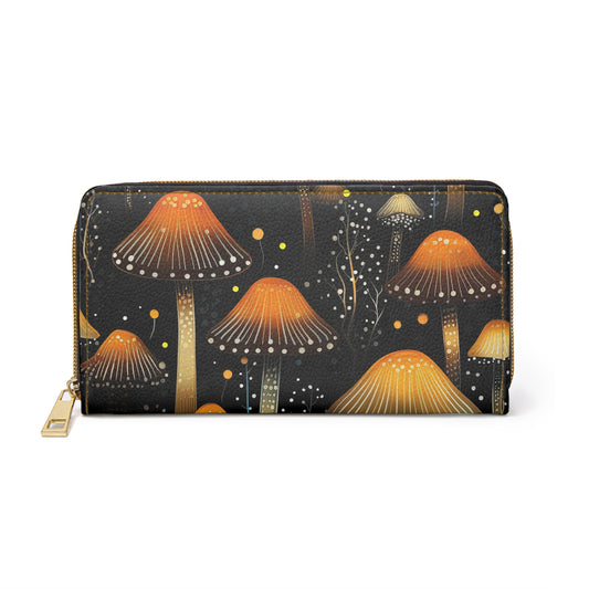 Dark Forest Botanical Mushroom Zipper Wallet | Premium Wallet Design