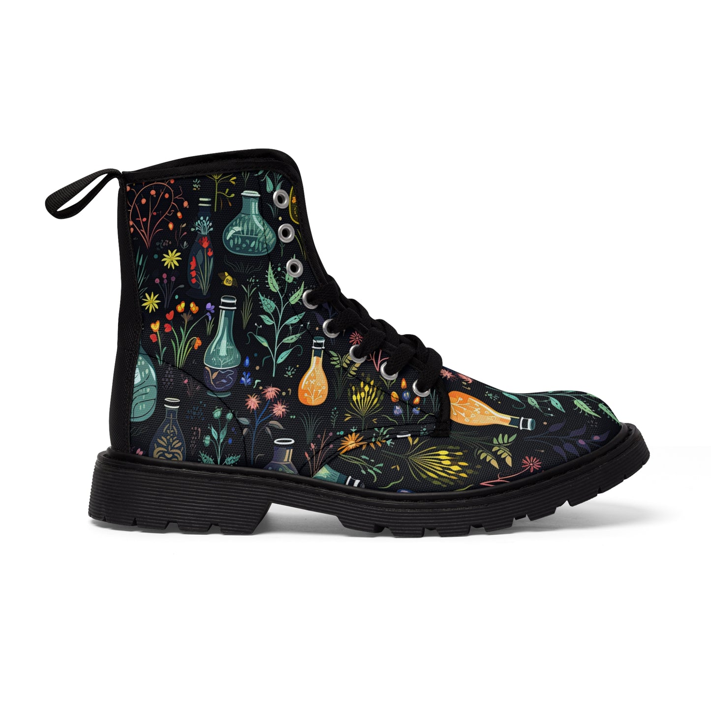 Dark Forest Women's Rubber Canvas Boots | Witchy, Potions, & Tinctures Design
