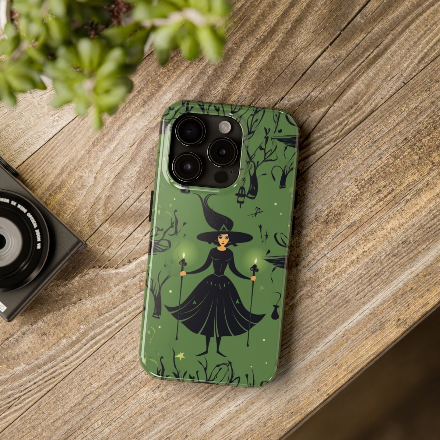 Dark Forest Witch Tough iPhone Cases | Green Witch Protective Phone Case | Impact-Resisant, Shock Absorbing | iPhone 15 All Models | Premium