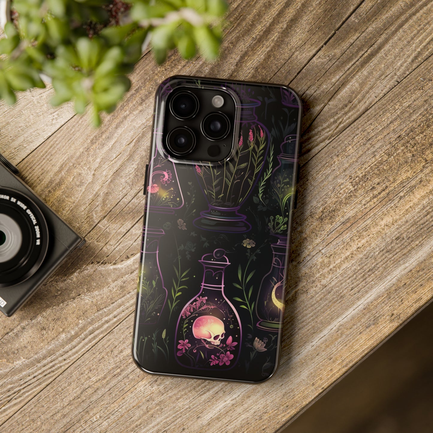 Dark Forest Skull Tough iPhone Cases | Spooky and Eerie Tincture / Potion Design | Durable and Protective Phone Case | Impact-Resistant