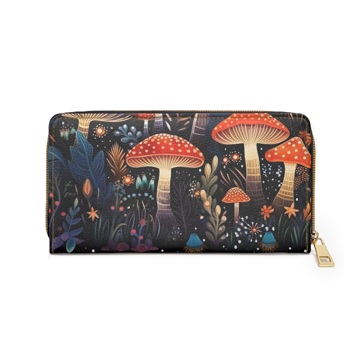 Dark Forest Mushroom Zipper Wallet | Midnight Botanical, Witch, Witchy Design