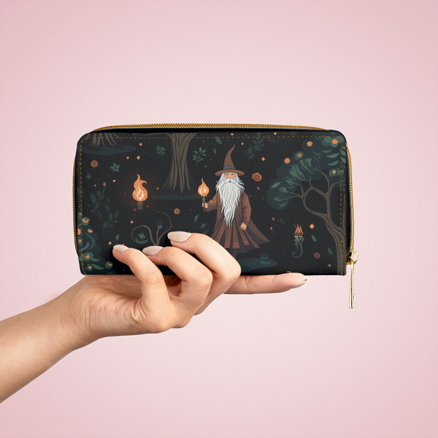 Wizard Zipper Wallet | Dark Forest Magical Theme | Premium Wallet Design