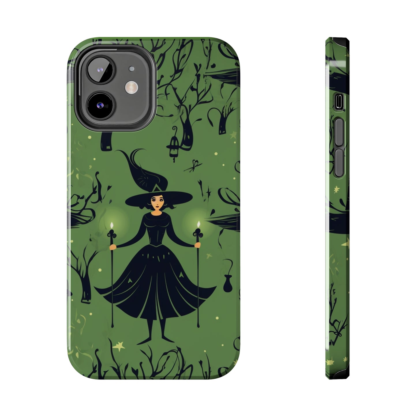 Dark Forest Witch Tough iPhone Cases | Green Witch Protective Phone Case | Impact-Resisant, Shock Absorbing | iPhone 15 All Models | Premium