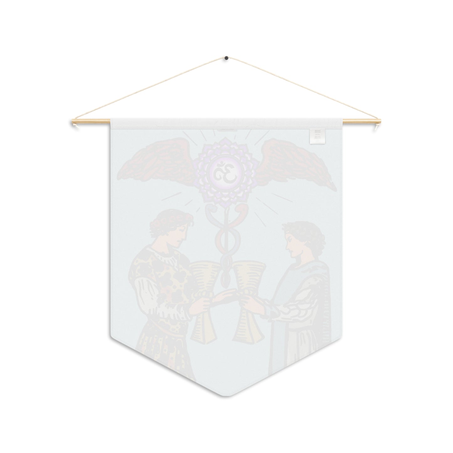'Two of Cups' Tarot Card Hanging Wall Pennant | Divination, Minor Arcana Art | Crown Chakra and Caduceus