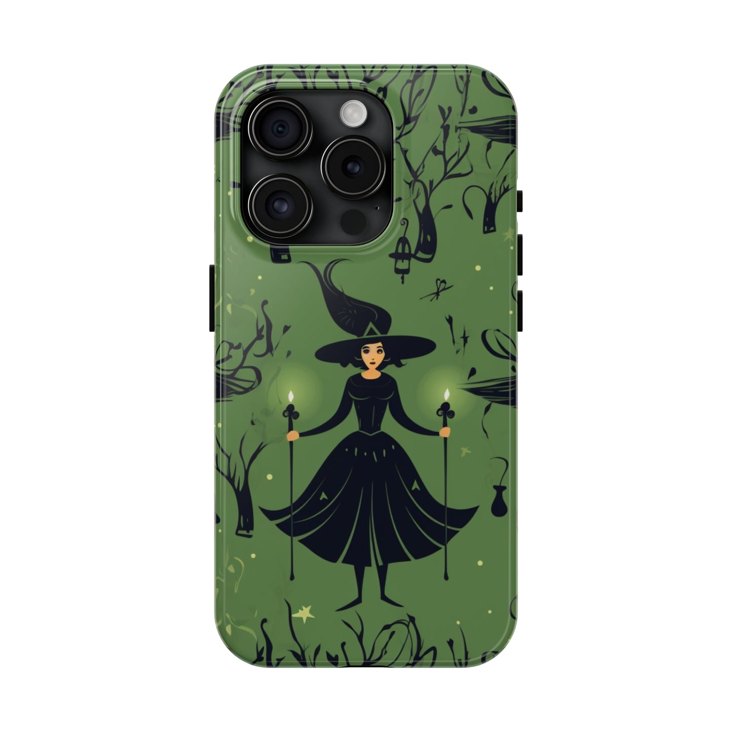 Dark Forest Witch Tough iPhone Cases | Green Witch Protective Phone Case | Impact-Resisant, Shock Absorbing | iPhone 15 All Models | Premium