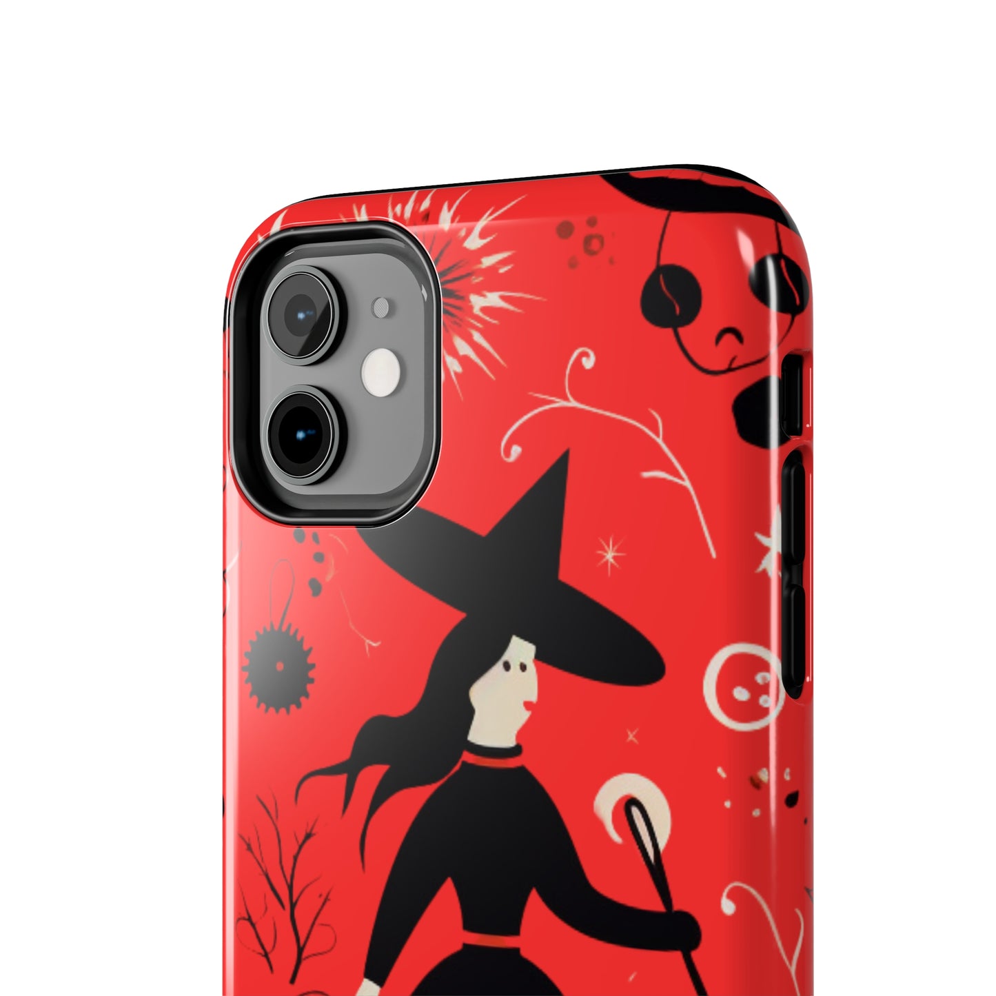 Red Dark Forest Witch Tough iPhone Cases | Abstract Witchy Protective Phone Case | Impact-Resistant, Anti-Shock | iPhone 15