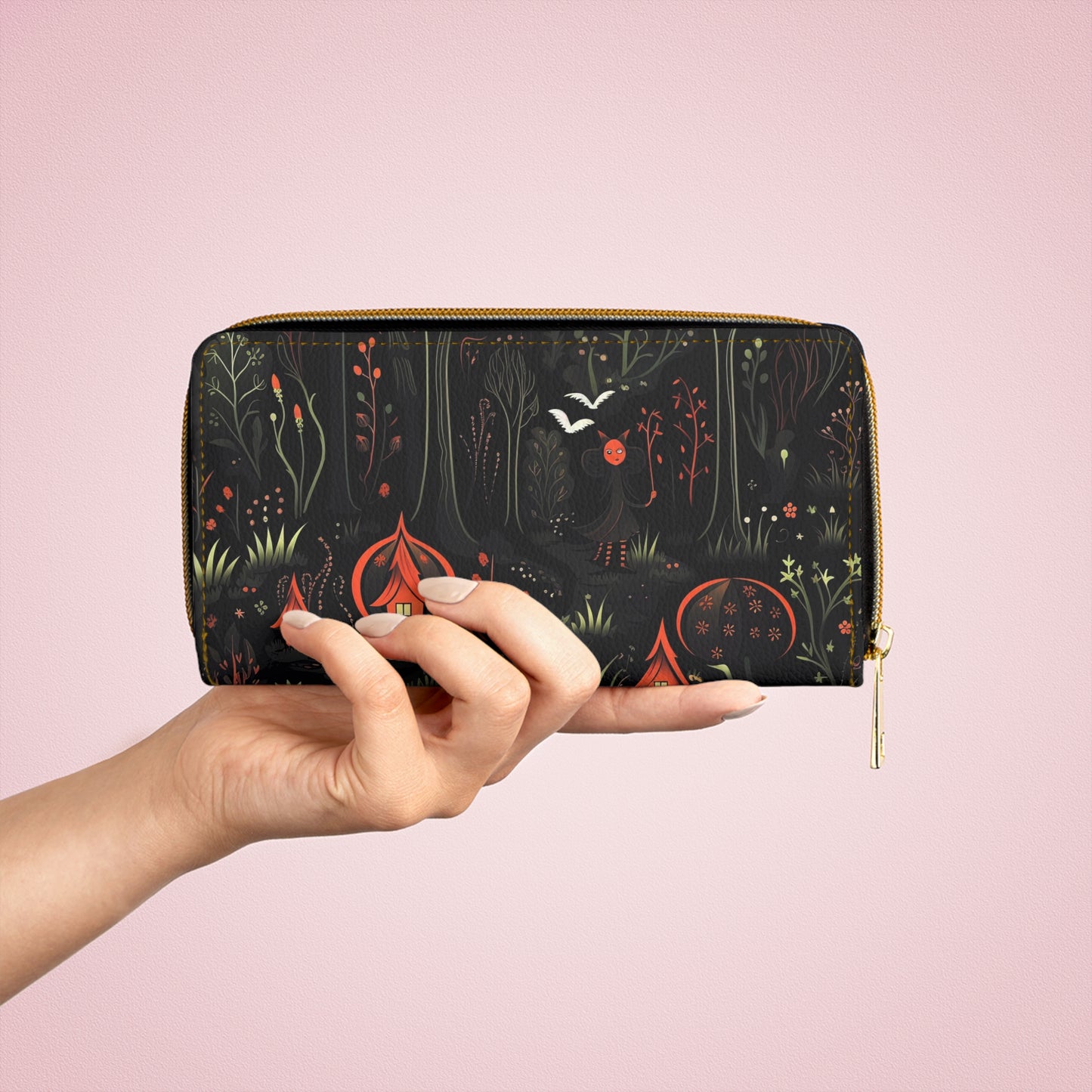Witch in the Dark Forest Zipper Wallet | Foliage, Witchy Wallet Design