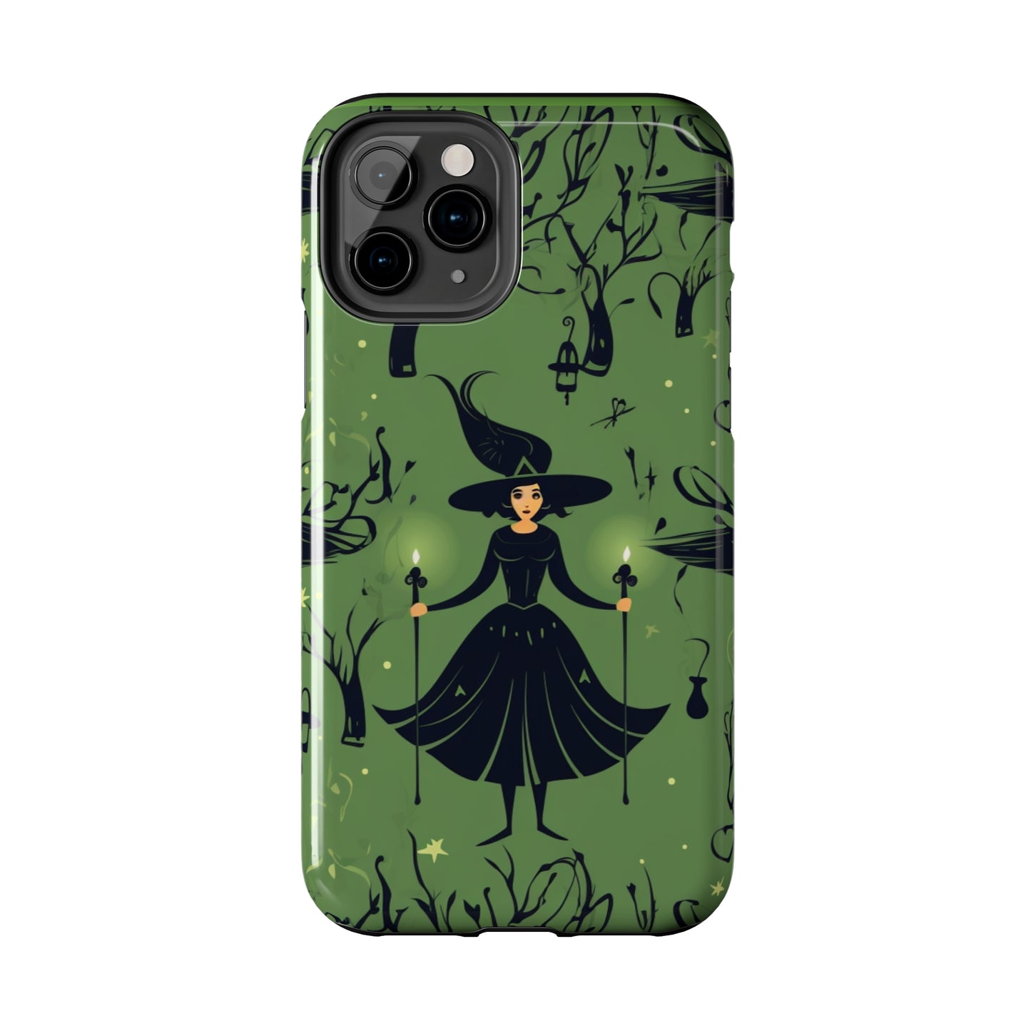 Dark Forest Witch Tough iPhone Cases | Green Witch Protective Phone Case | Impact-Resisant, Shock Absorbing | iPhone 15 All Models | Premium