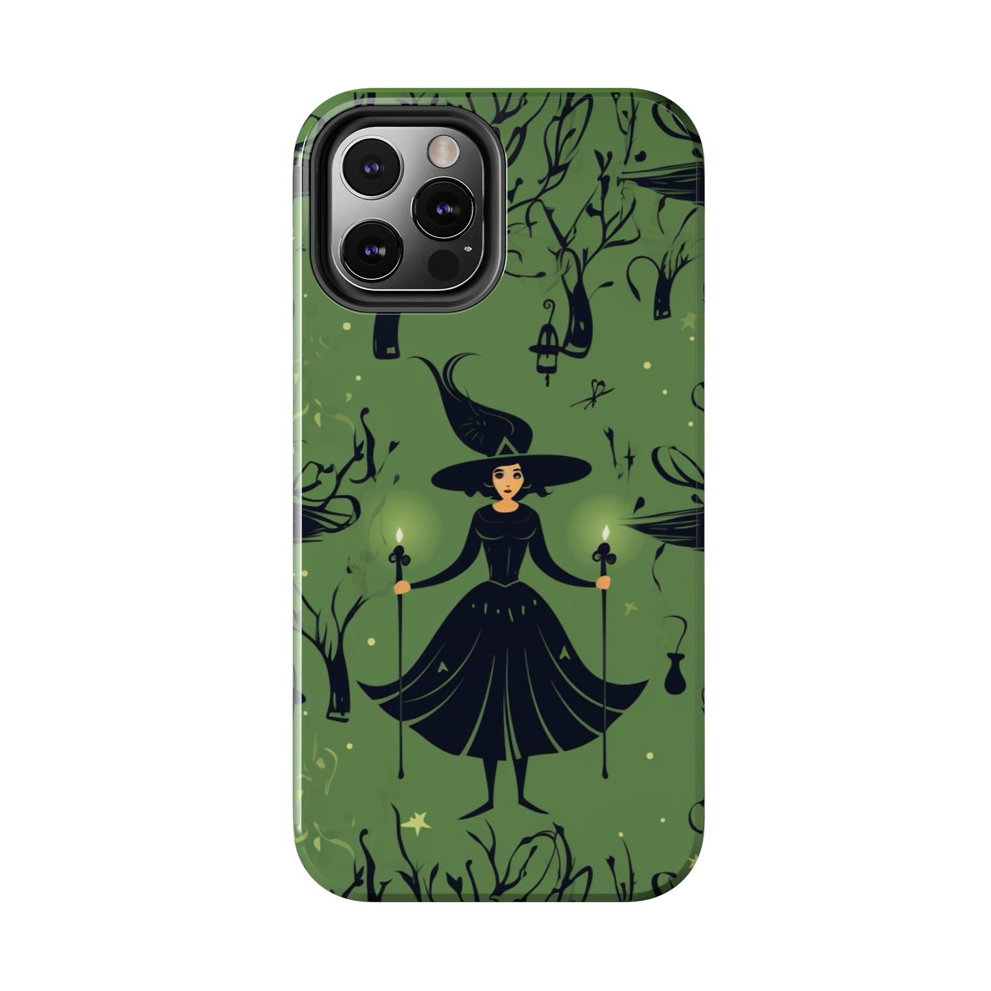 Dark Forest Witch Tough iPhone Cases | Green Witch Protective Phone Case | Impact-Resisant, Shock Absorbing | iPhone 15 All Models | Premium