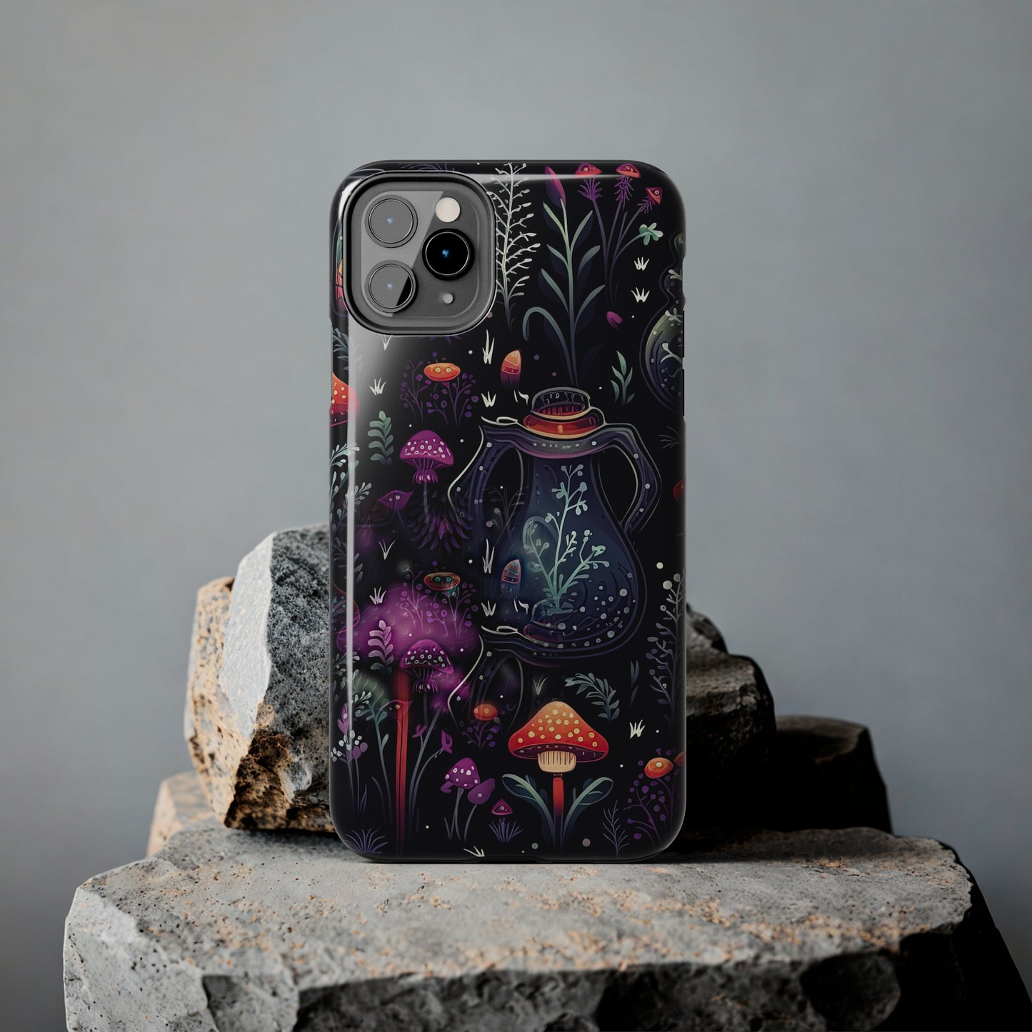 Fungi Mushroom Tough iPhone case | Witchy Dark Forest Aesthetic | Purple Foliage