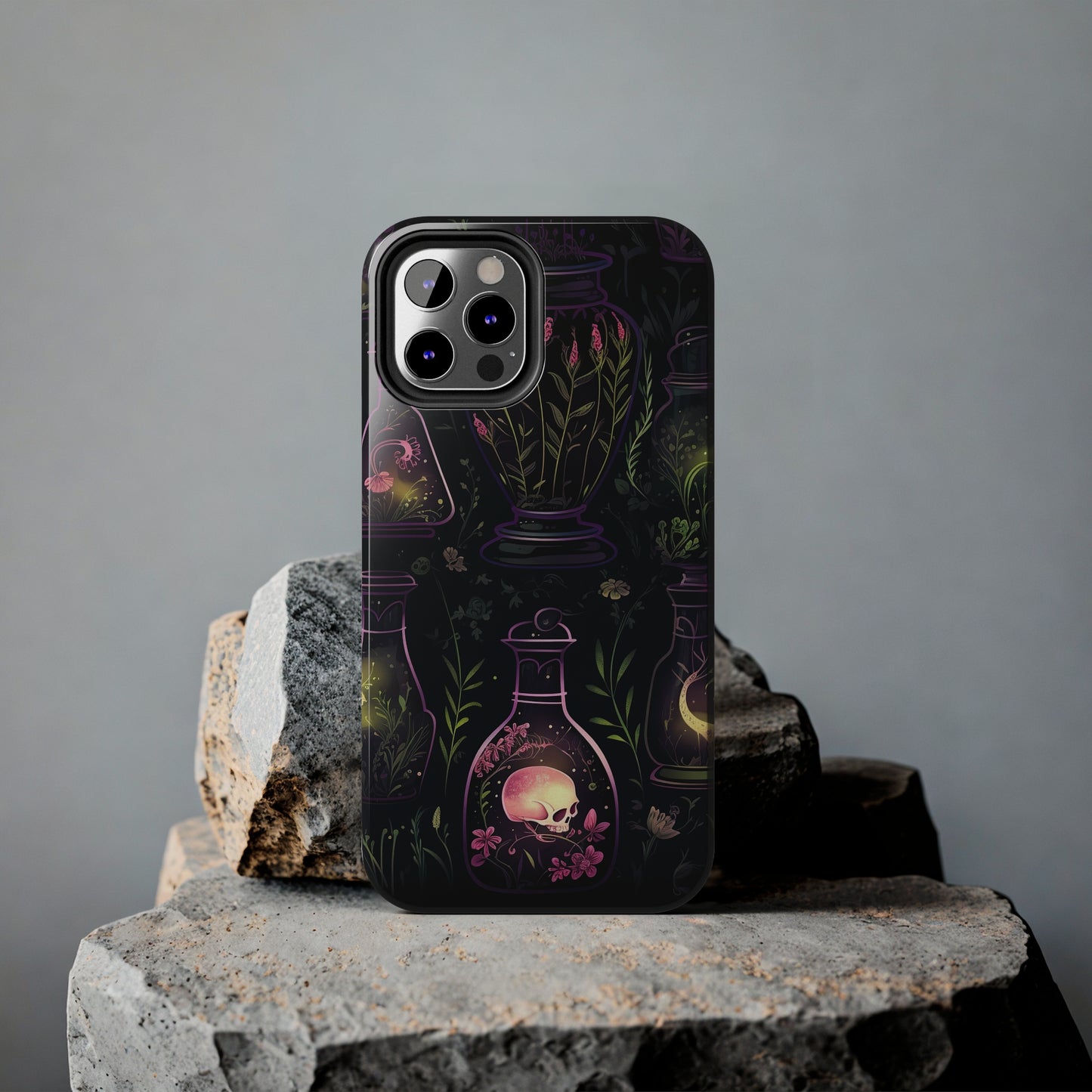 Dark Forest Skull Tough iPhone Cases | Spooky and Eerie Tincture / Potion Design | Durable and Protective Phone Case | Impact-Resistant
