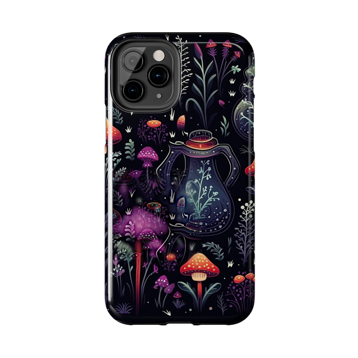 Fungi Mushroom Tough iPhone case | Witchy Dark Forest Aesthetic | Purple Foliage