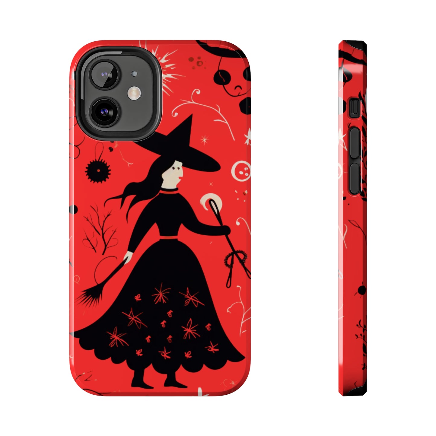 Red Dark Forest Witch Tough iPhone Cases | Abstract Witchy Protective Phone Case | Impact-Resistant, Anti-Shock | iPhone 15