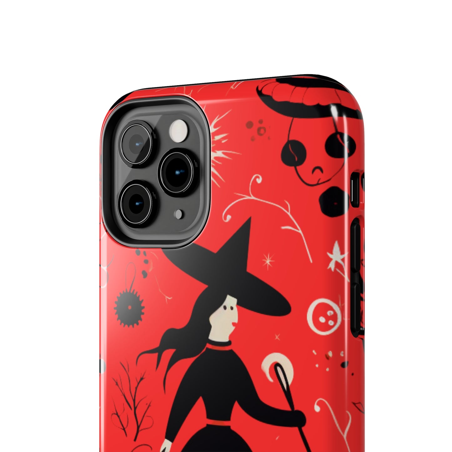 Red Dark Forest Witch Tough iPhone Cases | Abstract Witchy Protective Phone Case | Impact-Resistant, Anti-Shock | iPhone 15
