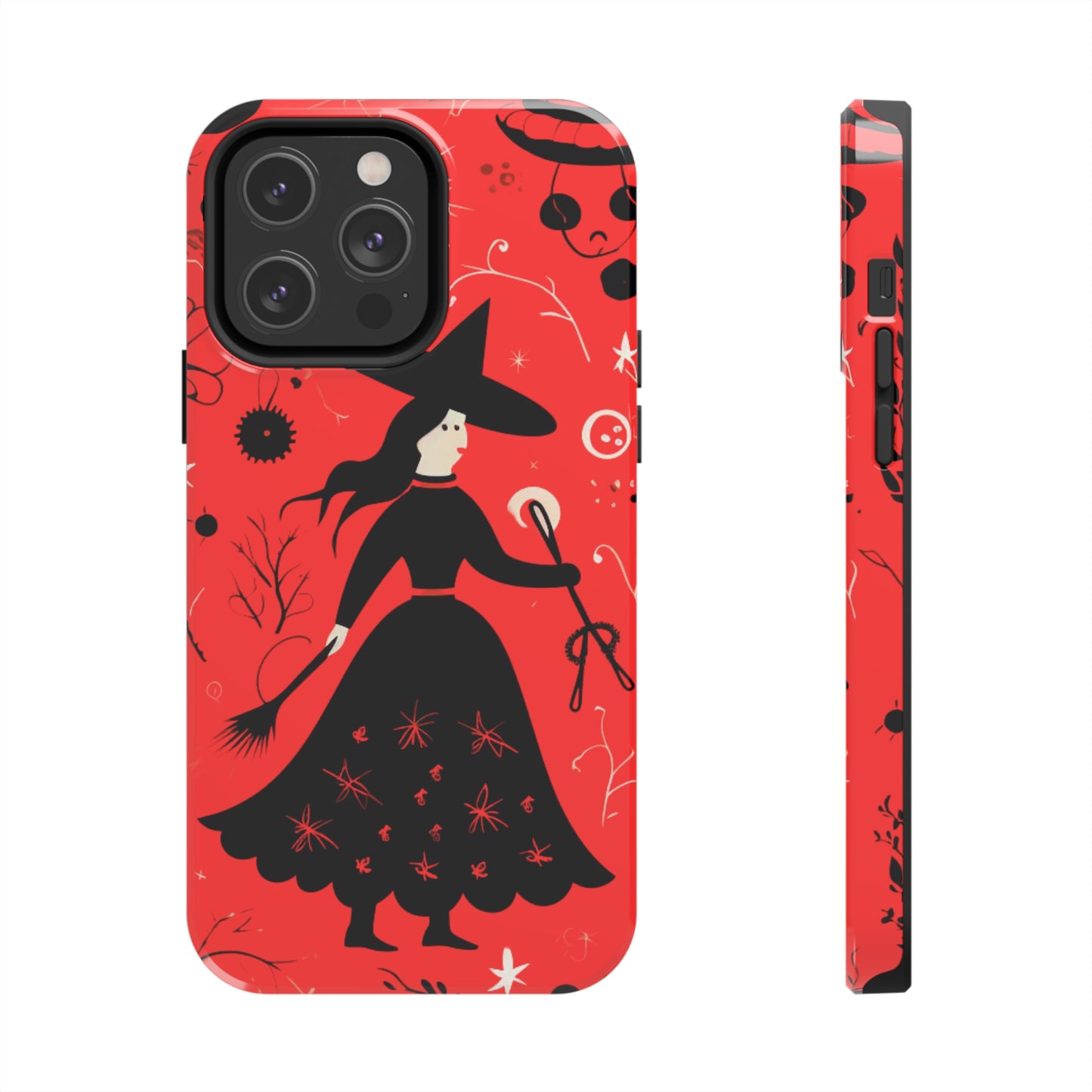 Red Dark Forest Witch Tough iPhone Cases | Abstract Witchy Protective Phone Case | Impact-Resistant, Anti-Shock | iPhone 15