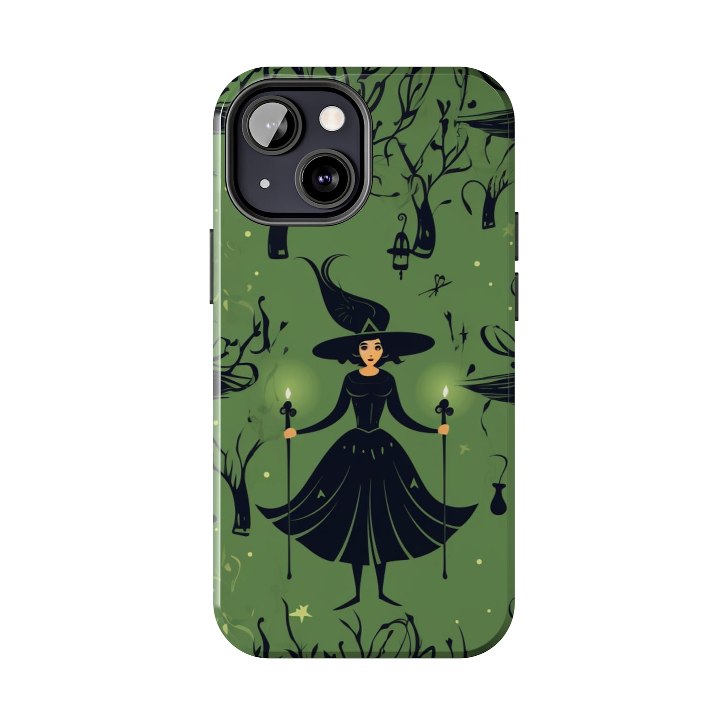 Dark Forest Witch Tough iPhone Cases | Green Witch Protective Phone Case | Impact-Resisant, Shock Absorbing | iPhone 15 All Models | Premium