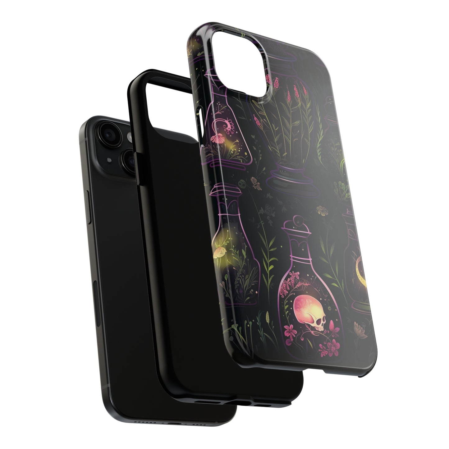 Dark Forest Skull Tough iPhone Cases | Spooky and Eerie Tincture / Potion Design | Durable and Protective Phone Case | Impact-Resistant