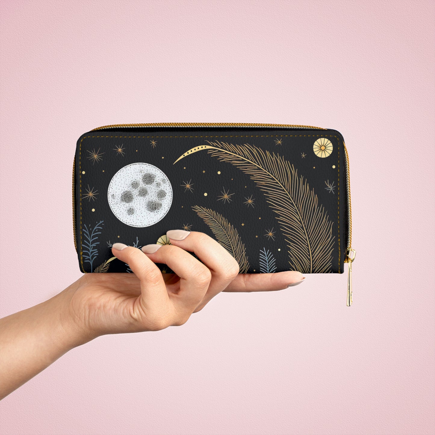 Celestial Moon Wallet | Mightnight Starry Sky Wallet Design