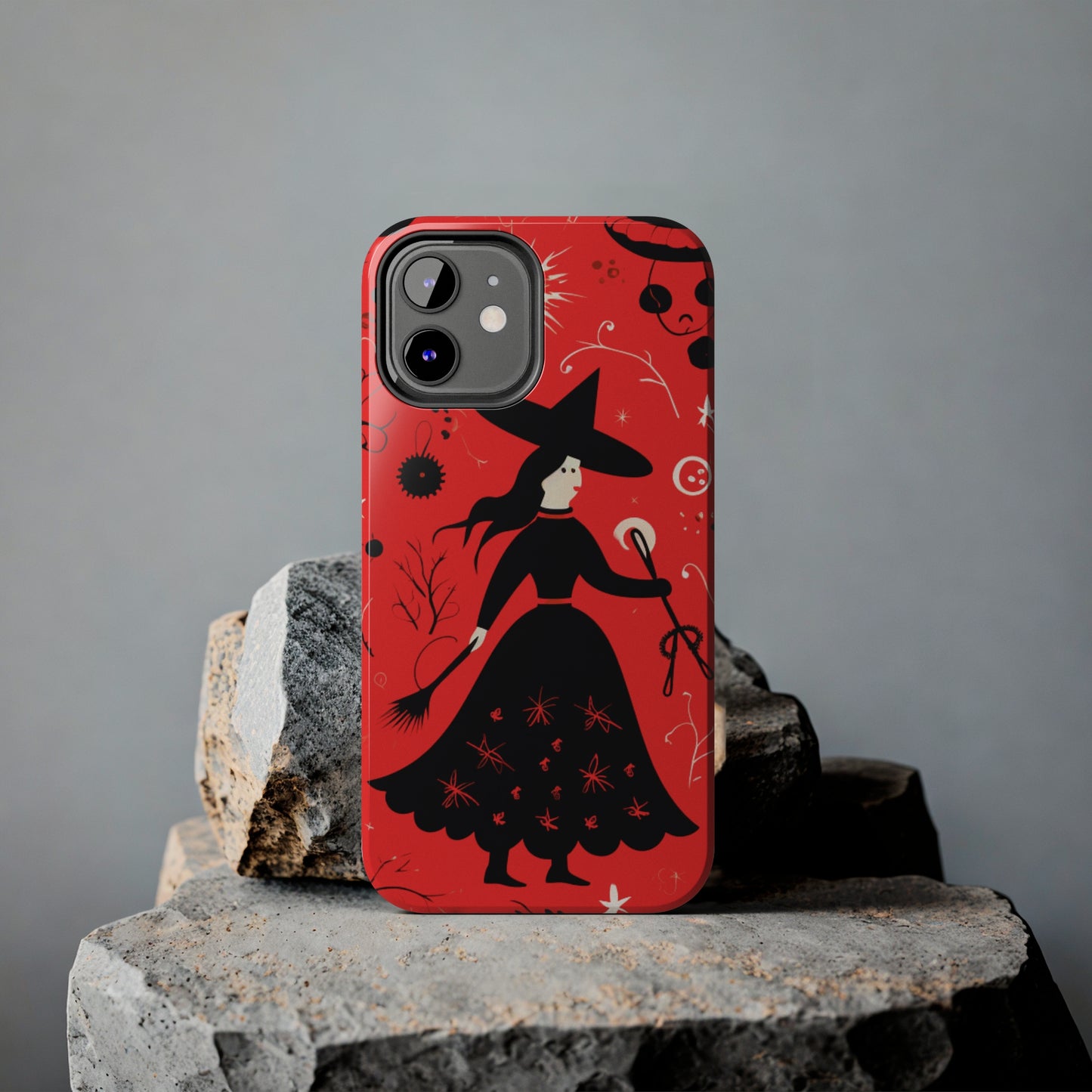 Red Dark Forest Witch Tough iPhone Cases | Abstract Witchy Protective Phone Case | Impact-Resistant, Anti-Shock | iPhone 15