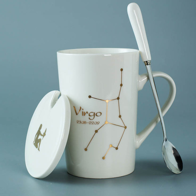 Celestial Zodiac Mug with Spoon | Horoscope, Constellation Mug | Black & White