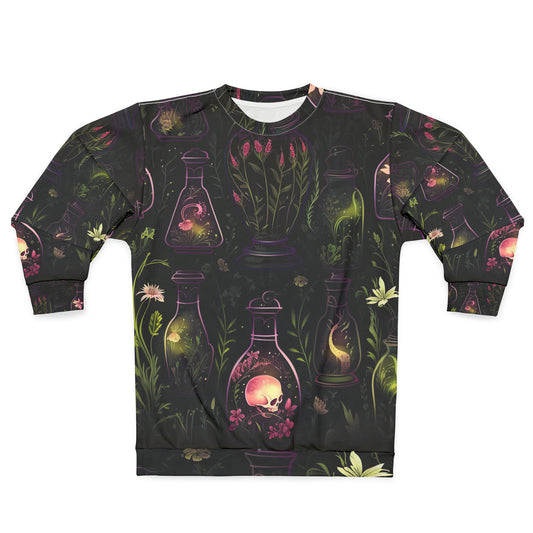 Skull Dark Forest Unisex Sweatshirt | All Gender Witchy Tinctures & Potions