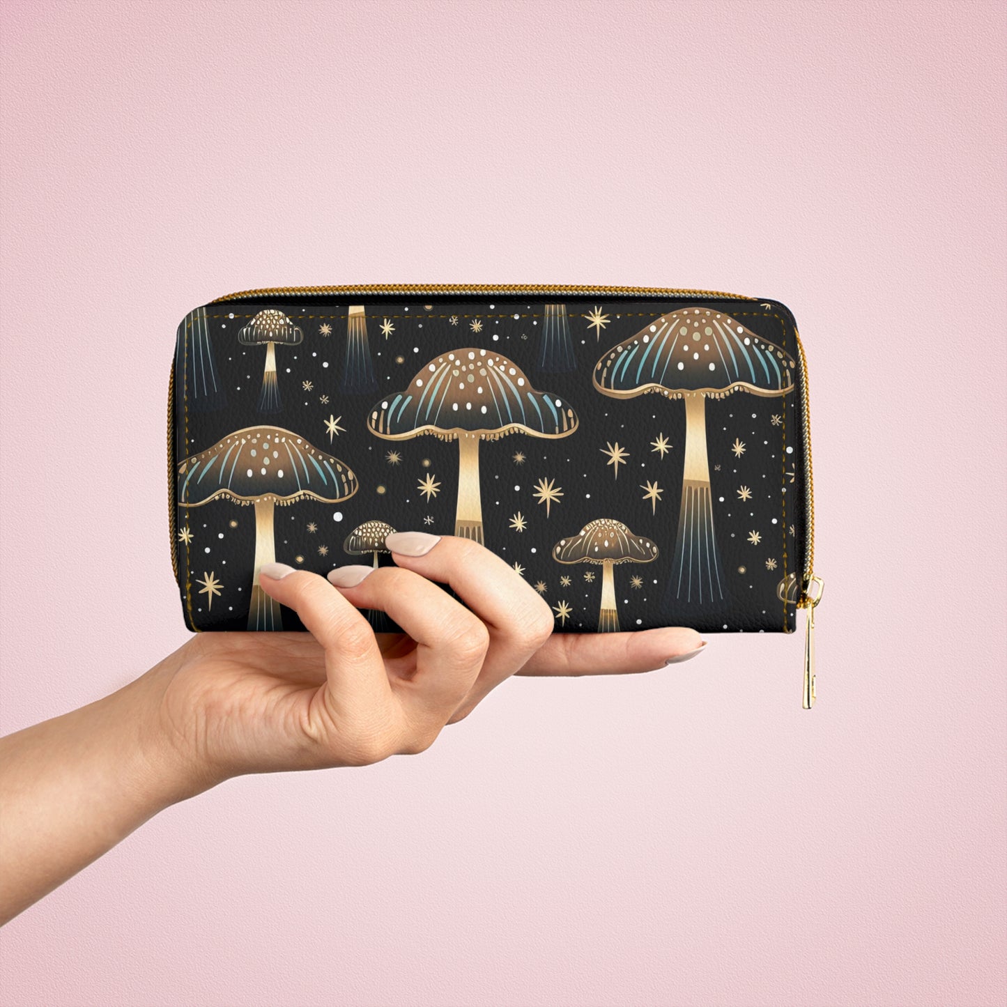 Dark Forest Botanical Zipper Wallet | Mushroom, Witch, Witchy Wallet Design