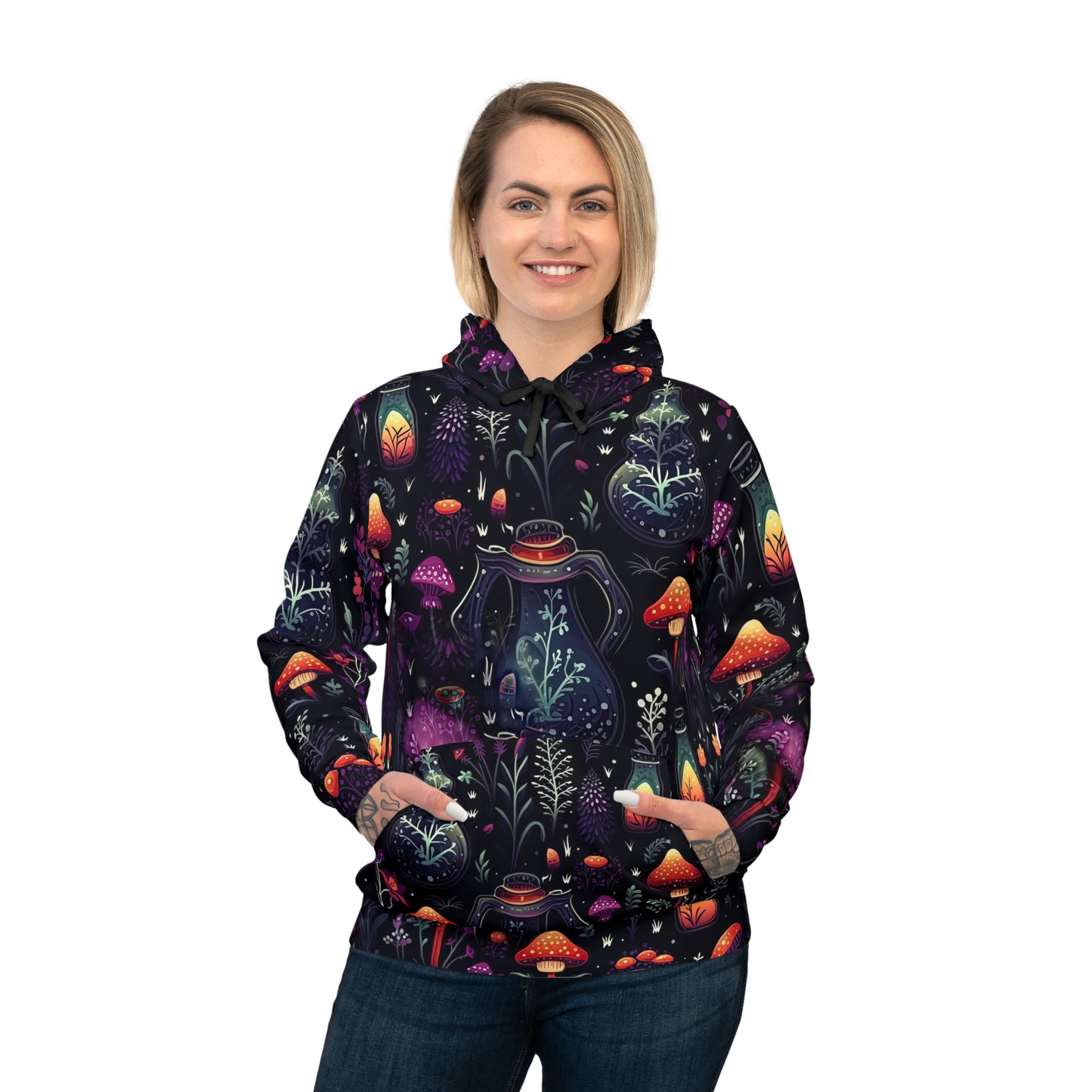 Purple Dark Forest Hoodie | Witch, Witchy Design | Functional Athletic-type Hoodie