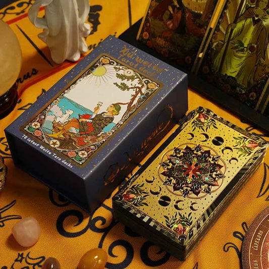 Luxury Gold Foil Moon Tarot Card Deck with Storage Box | Rider-Waite-Smith