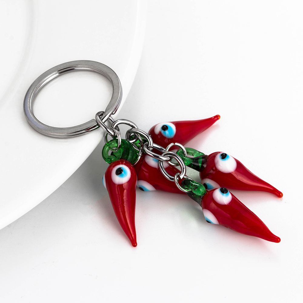 Evil Eye Spicy Red Chilli Pepper Keychain | Nazar Accessories