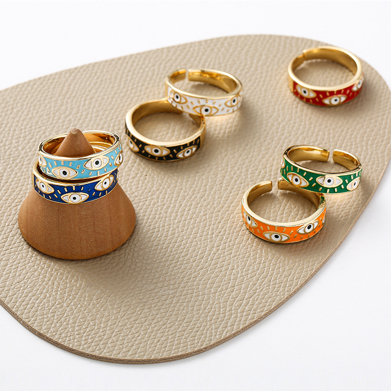 Aesthetic Gold Evil Eye Ring | Spiritual, Hamsa Style Stainless Steel Jewelry