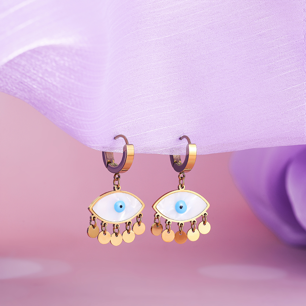 Gold Evil Eye Drop Earrings | Stainless Steel | Spiritual Jewelry