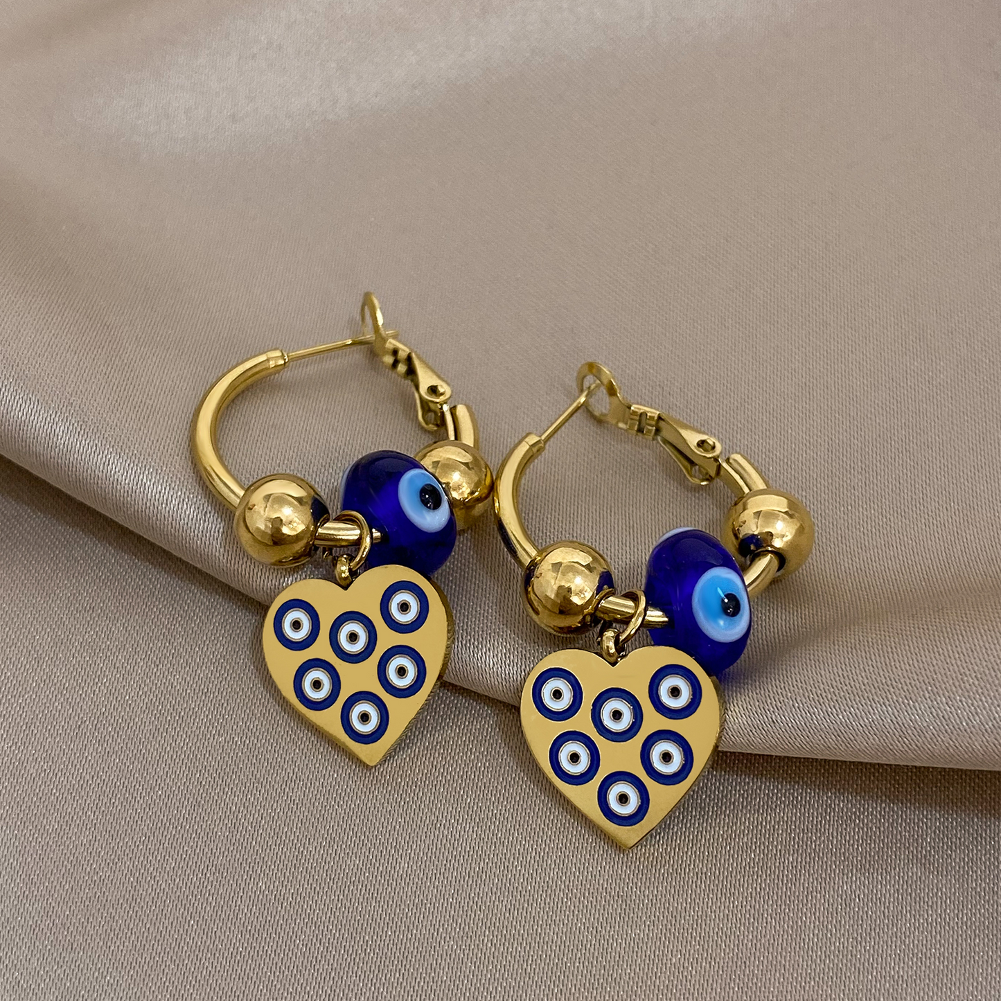 Gold Evil Eye Earrings | 316L Stainless Steel Nazar Jewelry