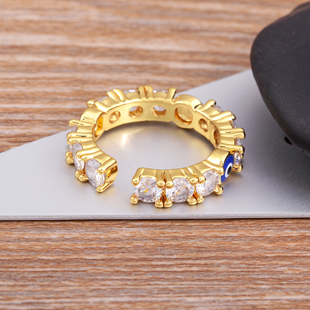 Evil Eye Gold Ring | Zircon Crystal | Spiritual, Nazar Jewelry