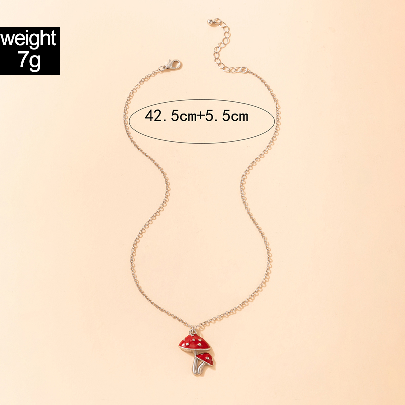 Mushroom & Cherry Necklace | Aesthetic Forest Jewelry