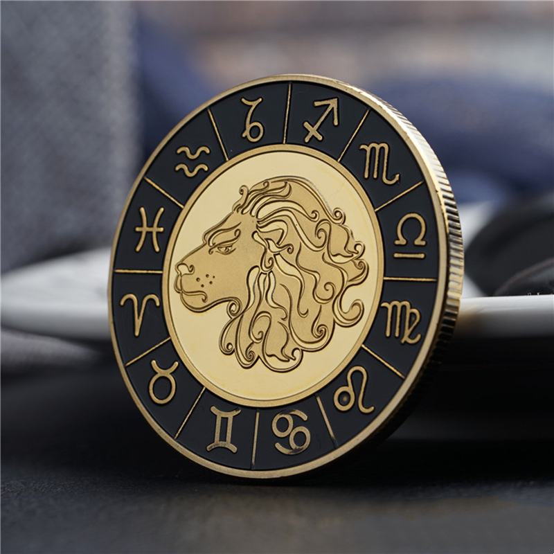 Gold / Black Zodiac Coin - Stainless Steel - Horoscope, Astrology theme