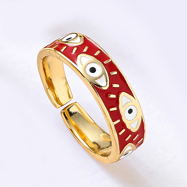 Aesthetic Gold Evil Eye Ring | Spiritual, Hamsa Style Stainless Steel Jewelry