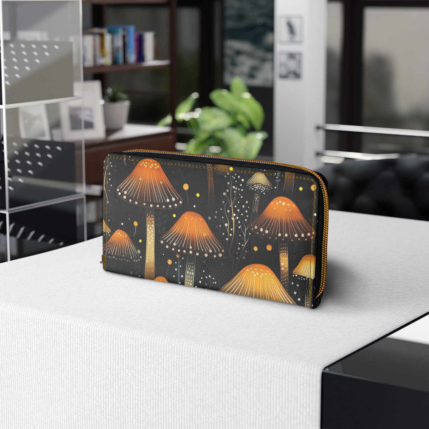 Dark Forest Botanical Mushroom Zipper Wallet | Premium Wallet Design