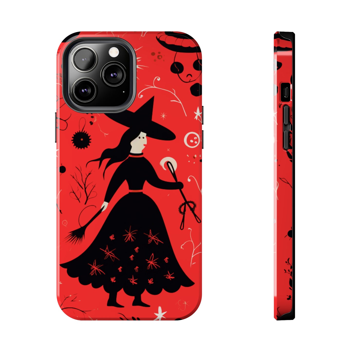 Red Dark Forest Witch Tough iPhone Cases | Abstract Witchy Protective Phone Case | Impact-Resistant, Anti-Shock | iPhone 15