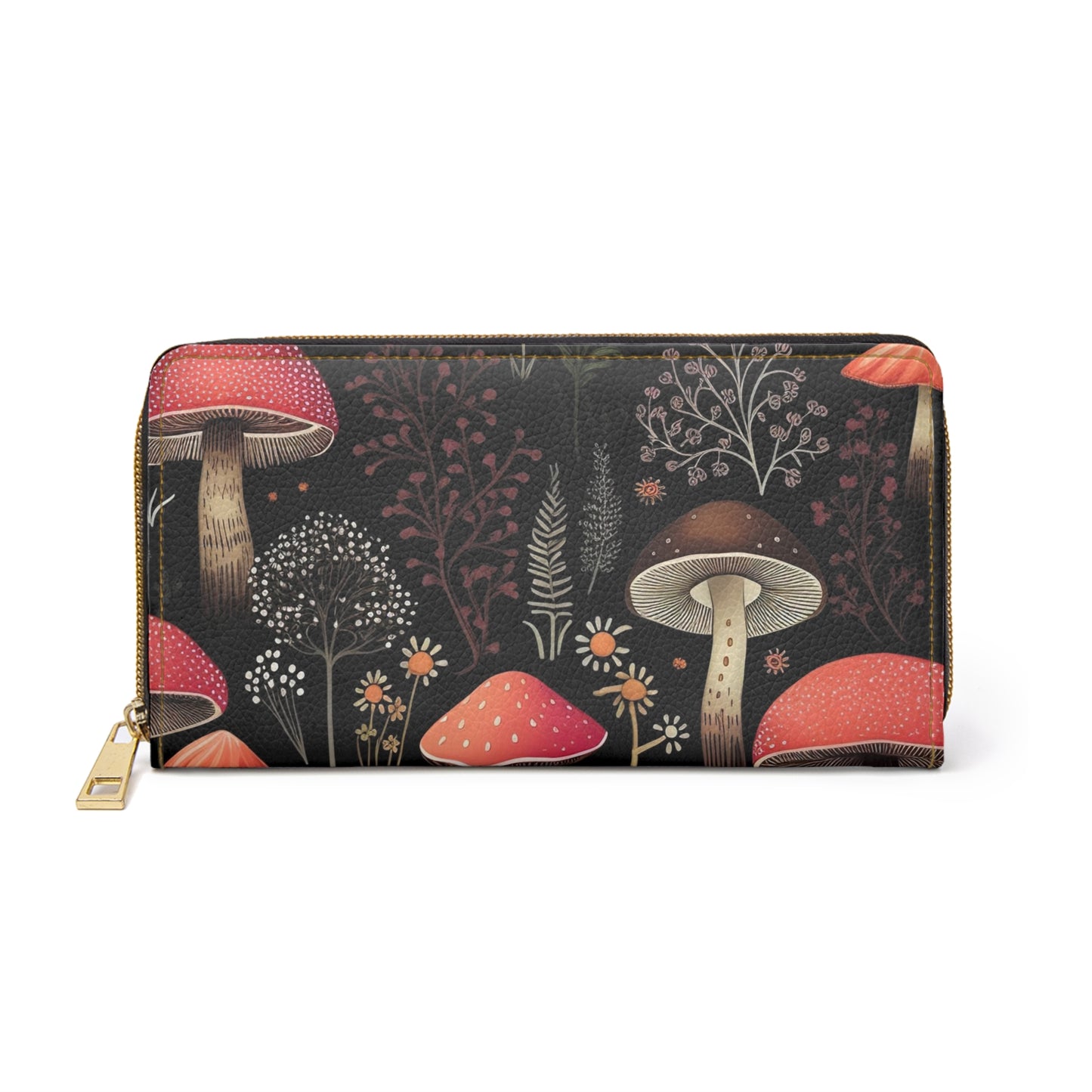 Dark Forest Zipper Wallet | Fungi, Mushroom, Flowers Wallet Design