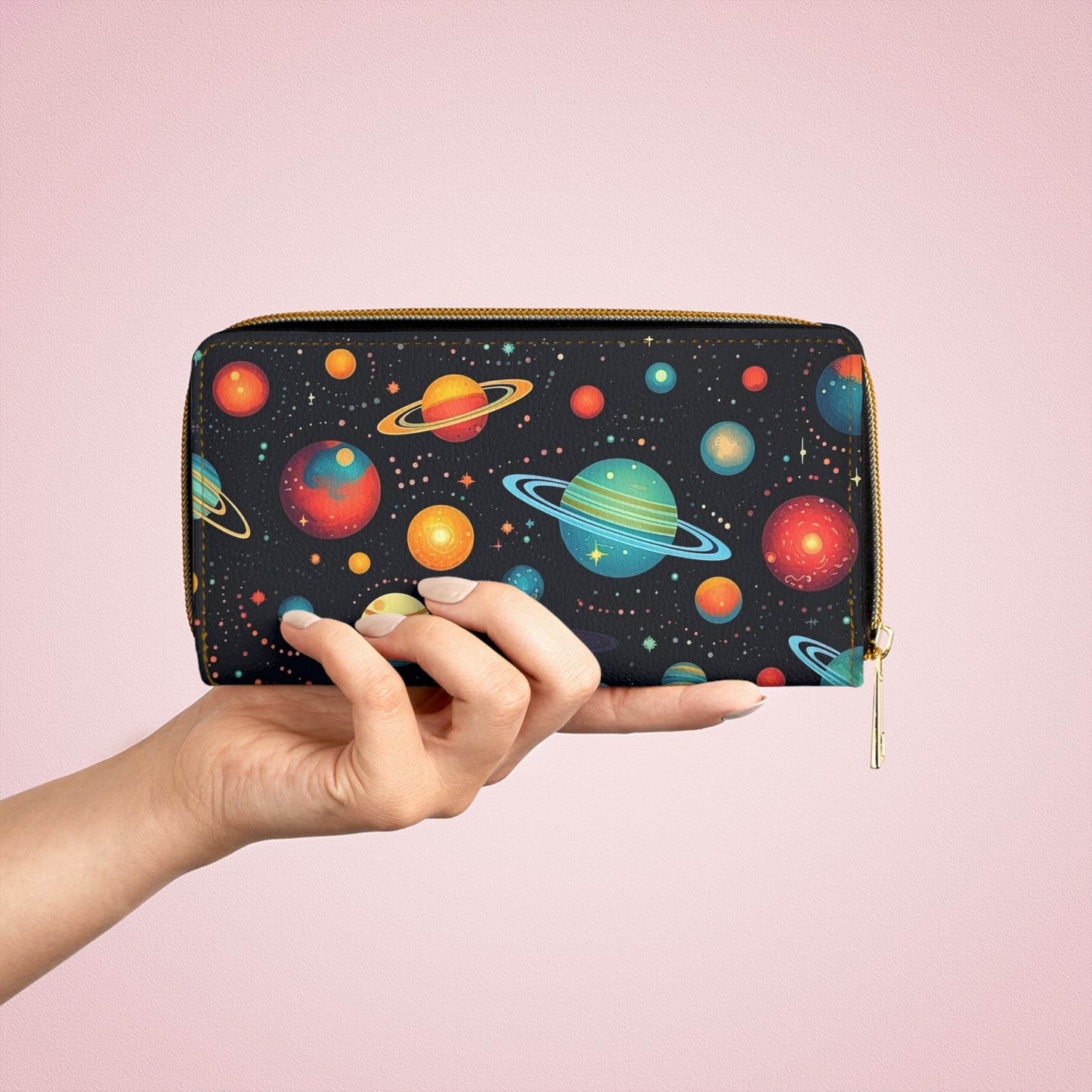 Celestial Saturn - Planets Zipper Wallet | Cosmic Themed Accessories