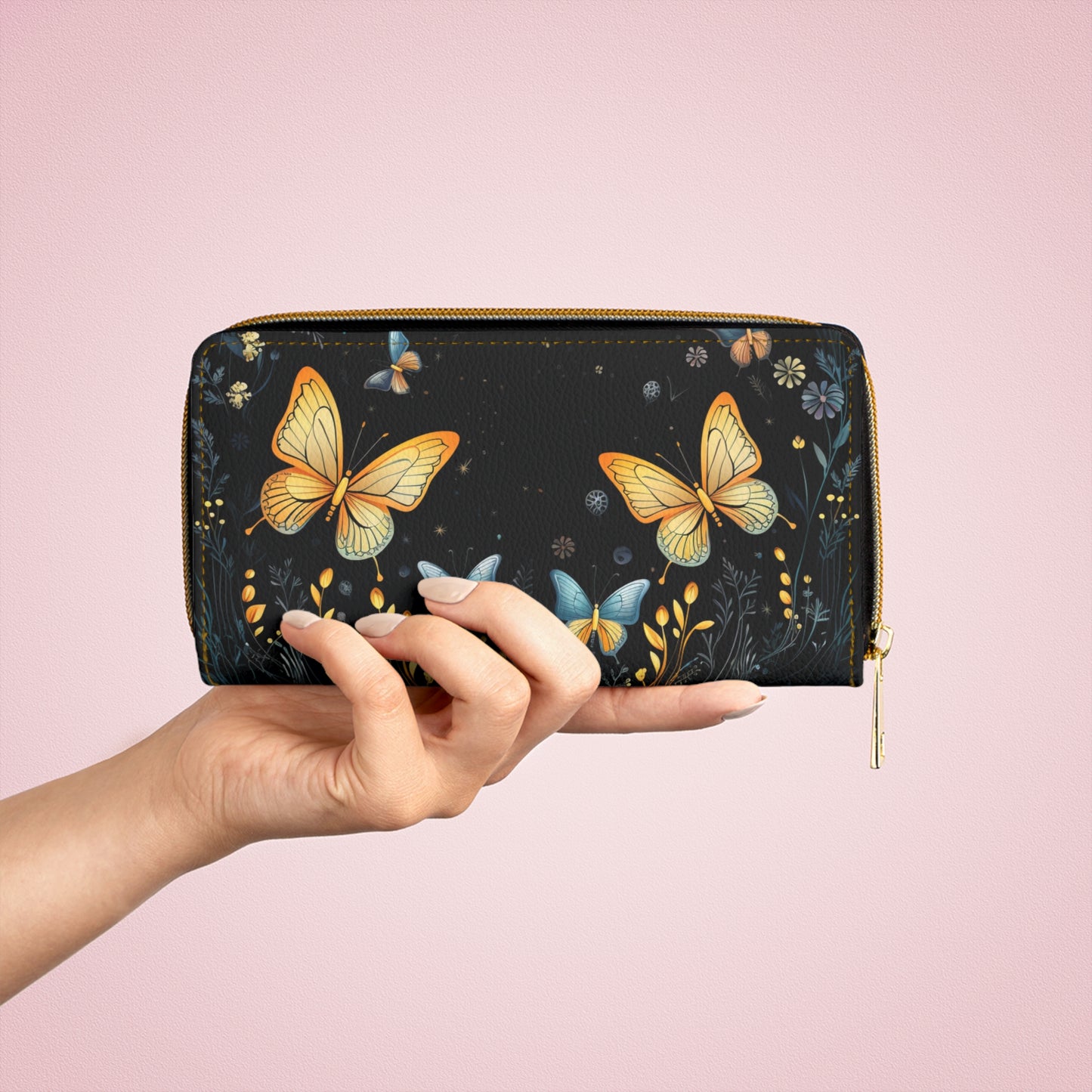 Butterly Night Zipper Wallet | Aesthetic Premium Wallet Design