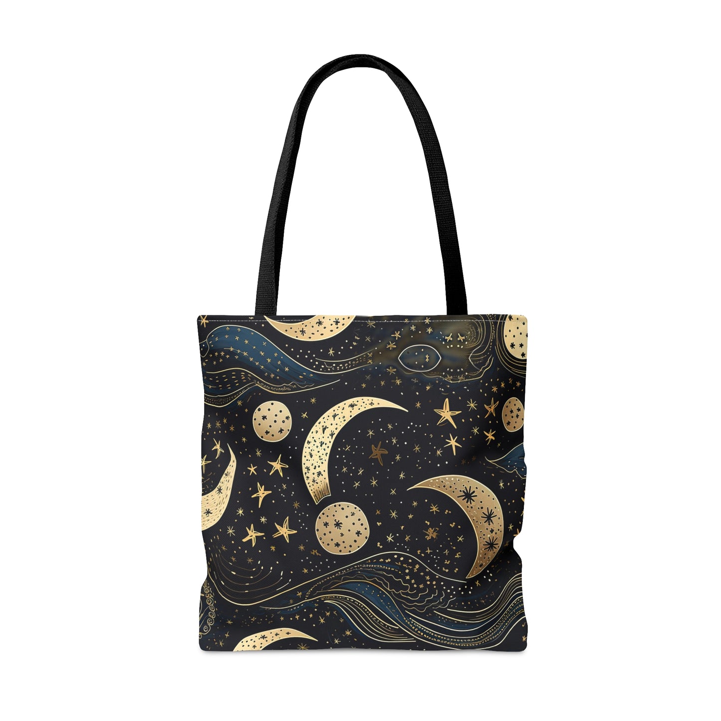 Starry Celestial Moon Tote Bag | Aesthetic Abstract Design, Midnight Moon in the Night Sky | Space, Stars, Planets, Galaxies | Astronomy