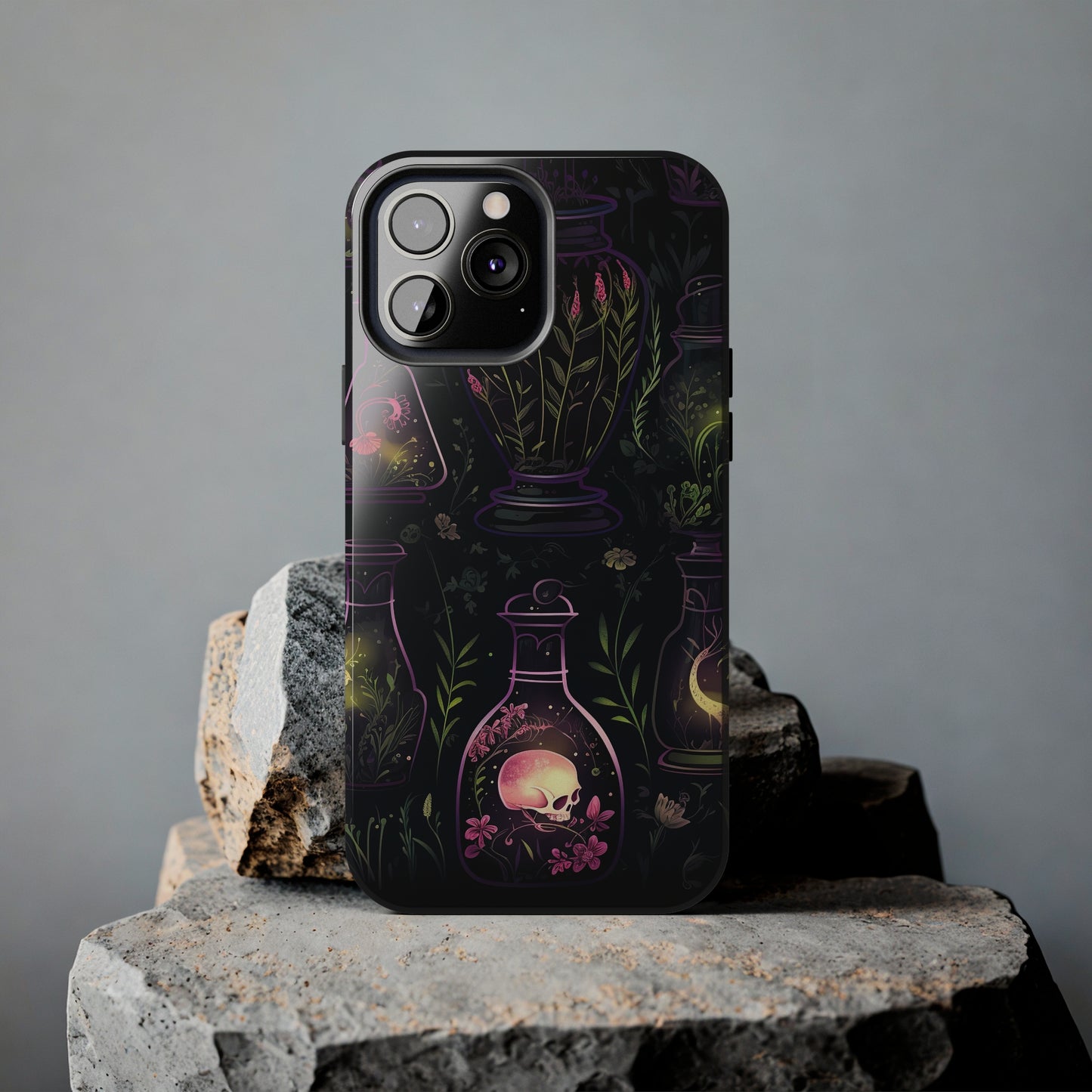 Dark Forest Skull Tough iPhone Cases | Spooky and Eerie Tincture / Potion Design | Durable and Protective Phone Case | Impact-Resistant