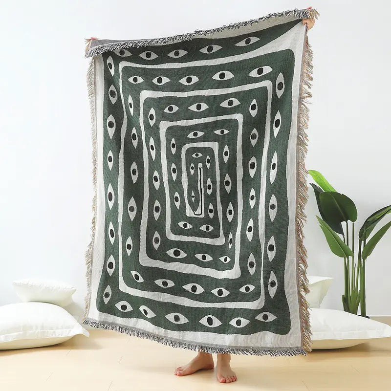 Million Eyes Woven Blanket | Versatile Rug, Tapestry
