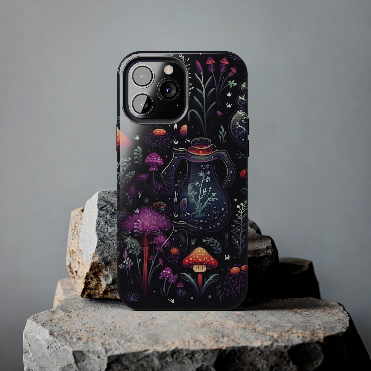 Fungi Mushroom Tough iPhone case | Witchy Dark Forest Aesthetic | Purple Foliage