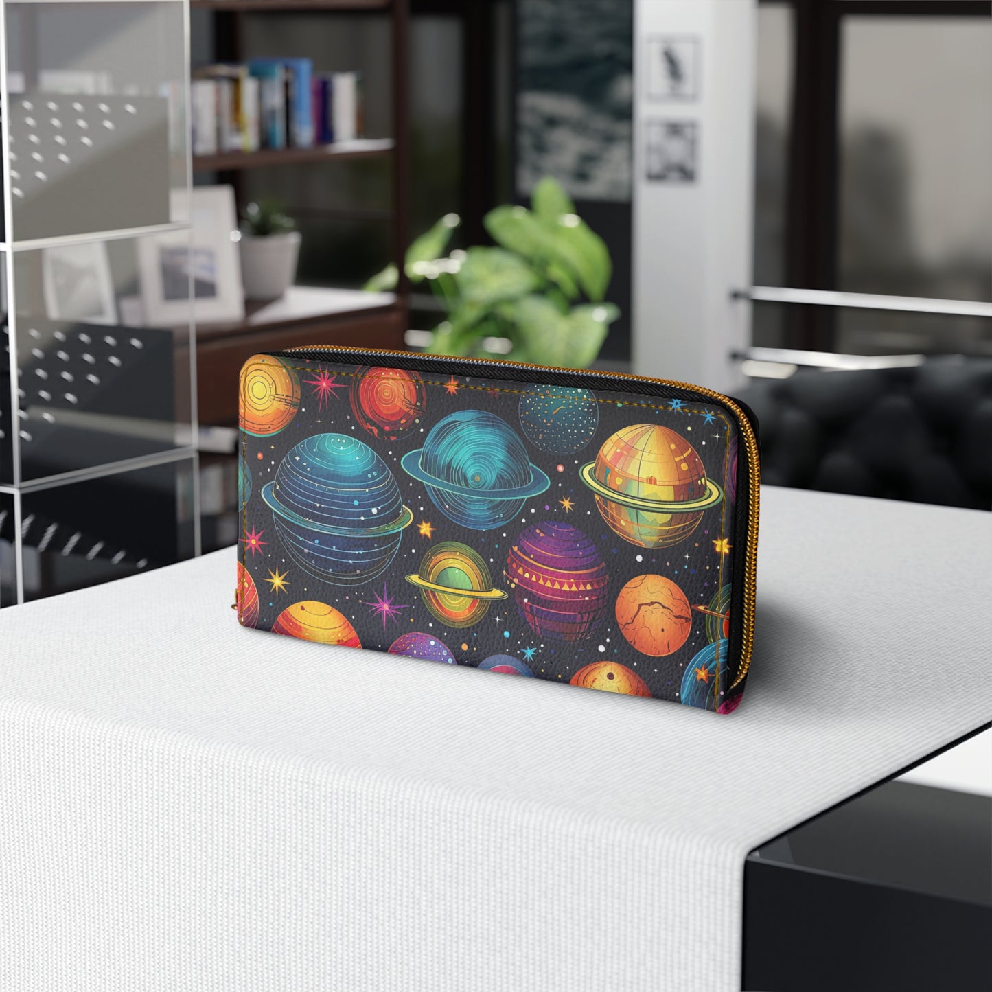 Celestial Planets Zipper Wallet | Cosmic, Starry, Astronomy Wallet Design
